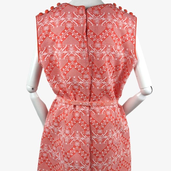 Vintage 1960s MOD Orange Mini Dress GoGo Geometric - Picture 9 of 11